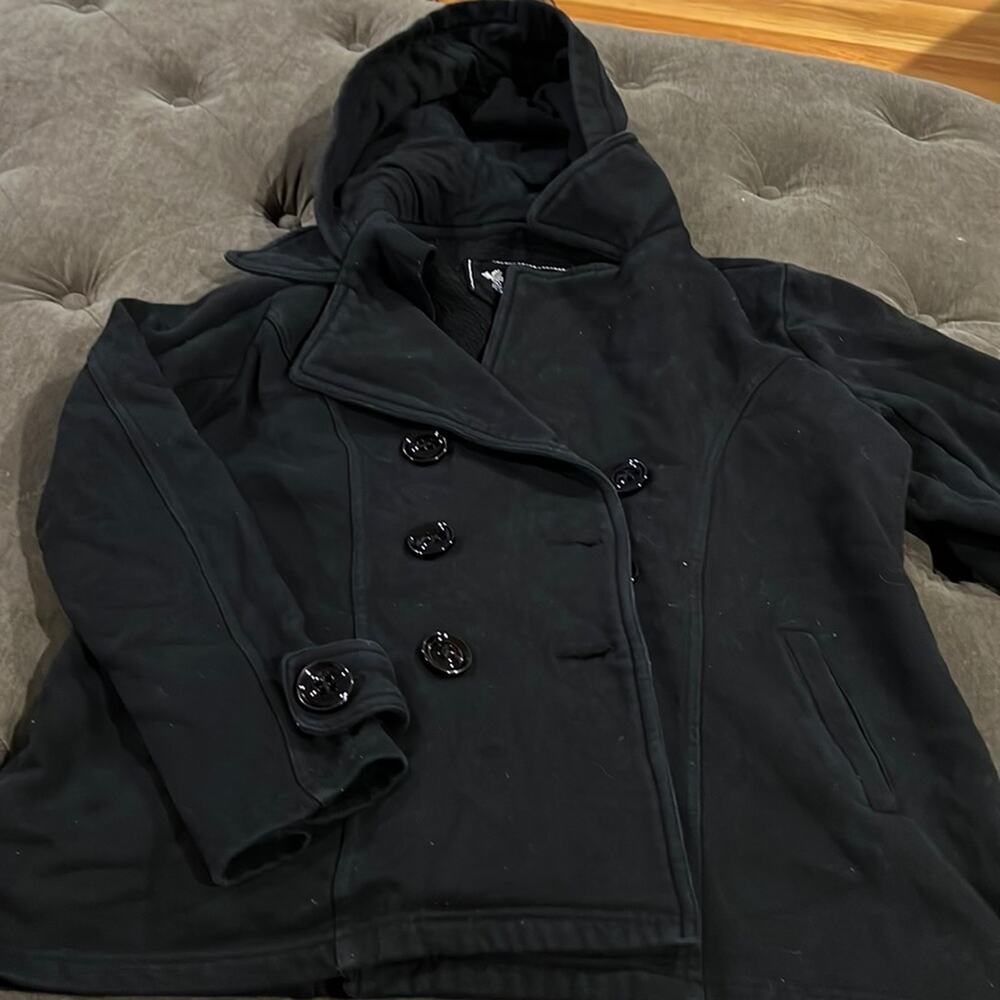 Mm essentials hooded black sweatshirt coat size large